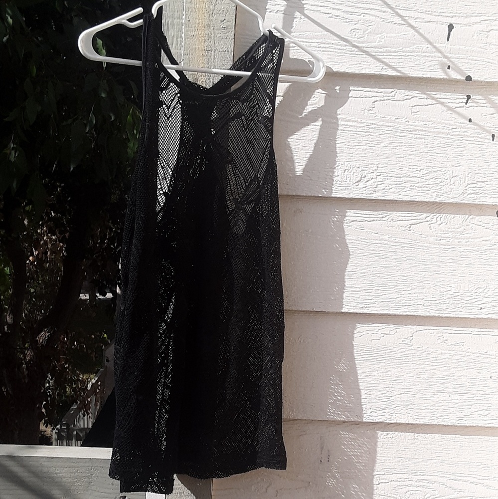 Black mesh cover up dress